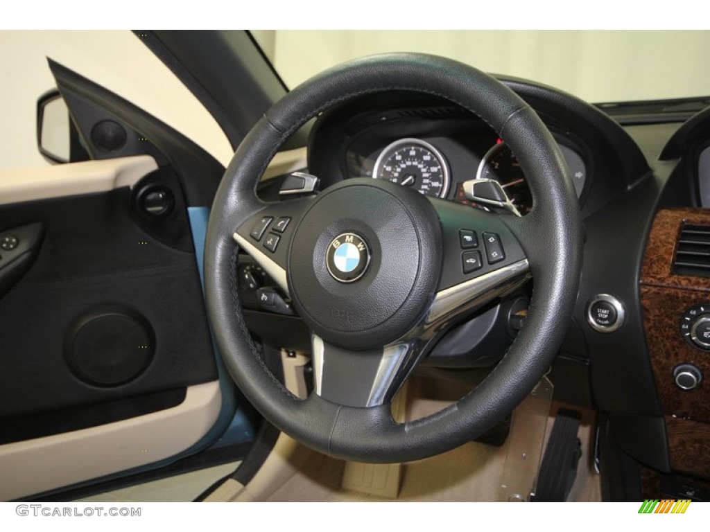 2010 BMW 6 Series 650i Convertible Cream Beige Steering Wheel Photo #69670362