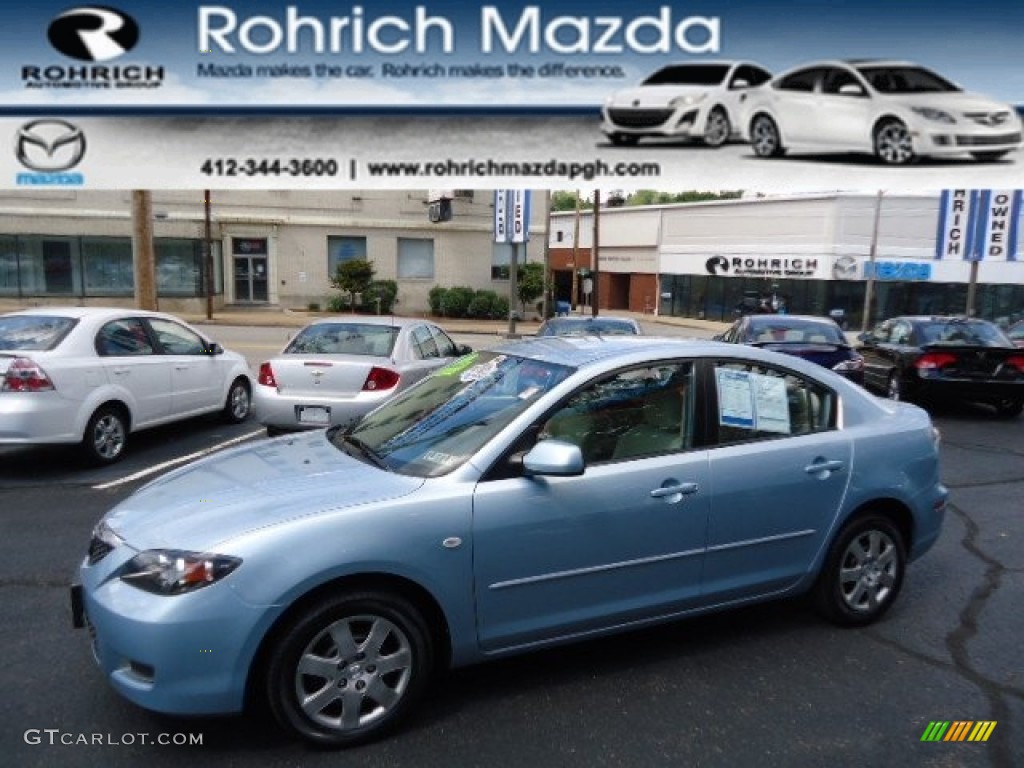 2007 MAZDA3 i Sport Sedan - Ice Blue Metallic / Beige photo #1