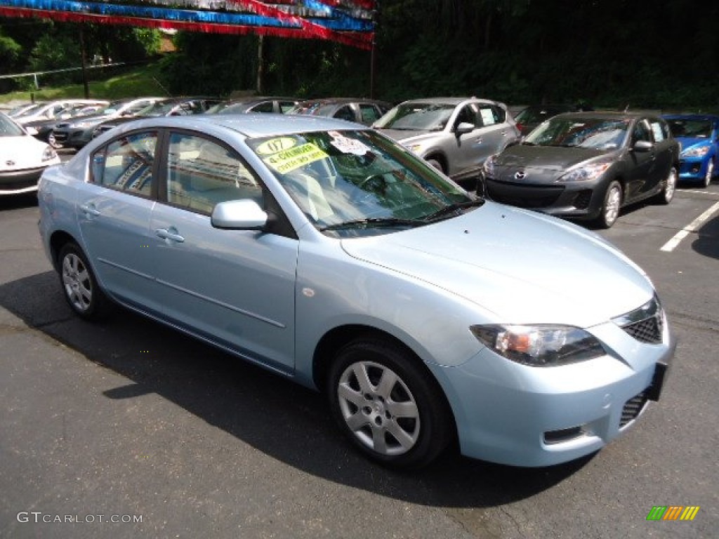 2007 MAZDA3 i Sport Sedan - Ice Blue Metallic / Beige photo #3