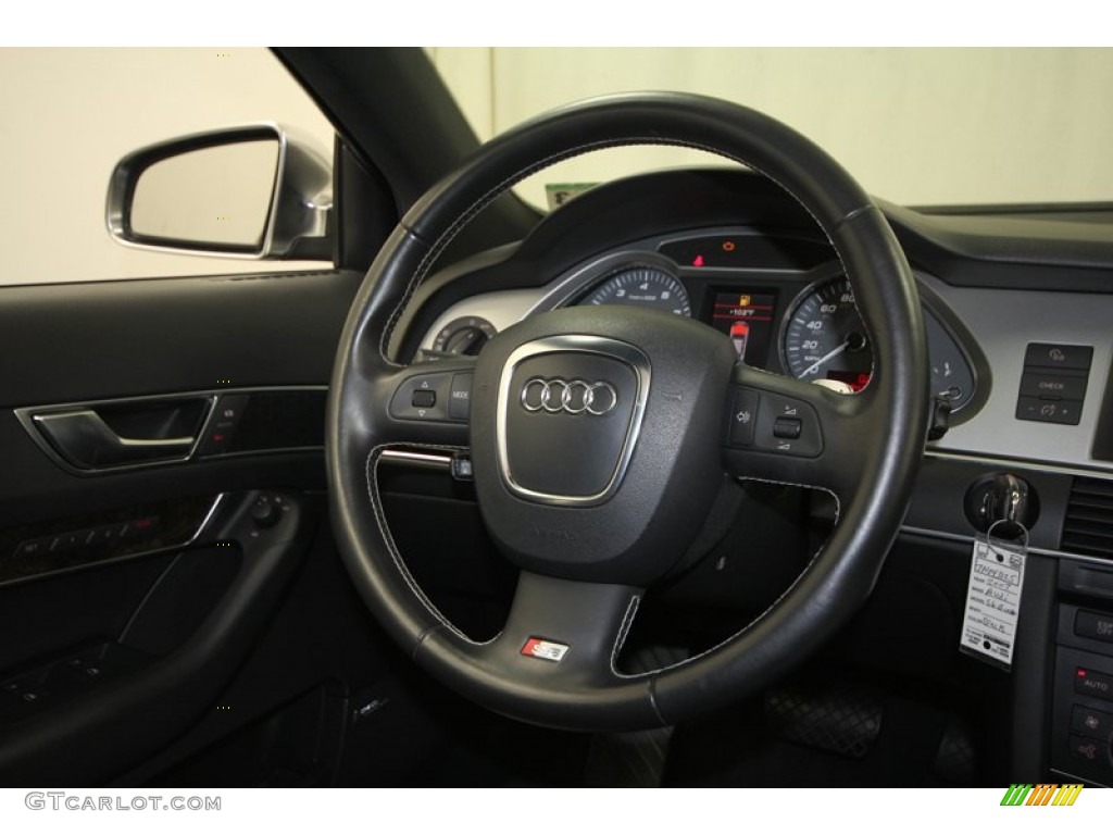 2007 Audi S6 5.2 quattro Sedan Black Steering Wheel Photo #69673935