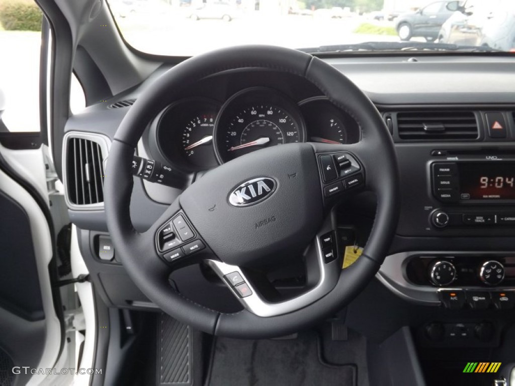 2013 Kia Rio EX Sedan Black Steering Wheel Photo #69679524