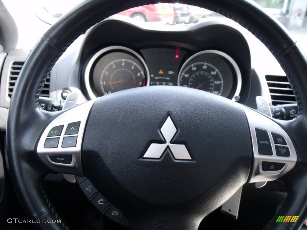 2010 Mitsubishi Lancer Sportback GTS Black Steering Wheel Photo #69682598
