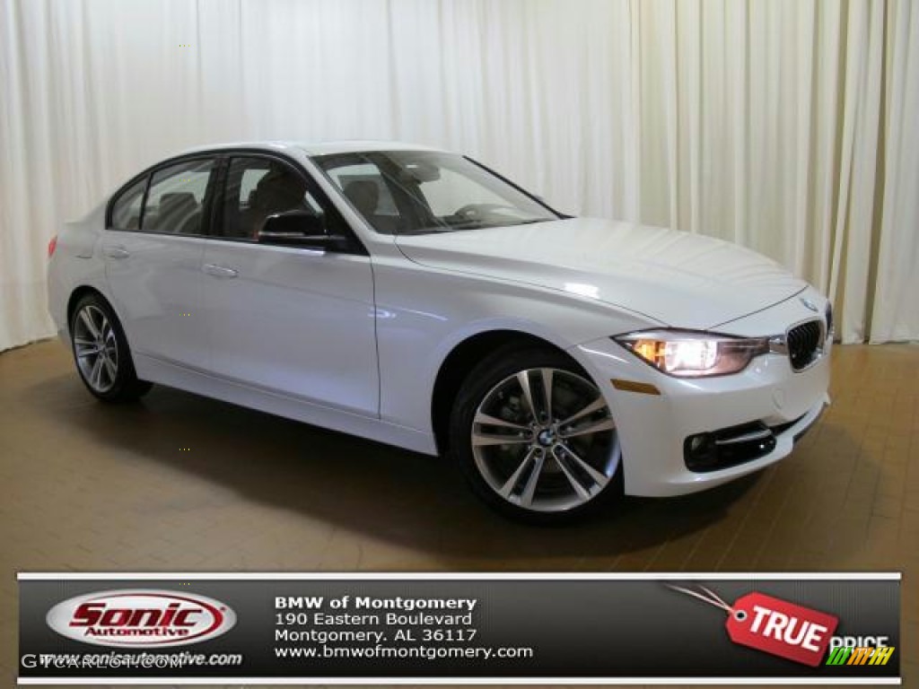 2013 3 Series 328i Sedan - Mineral White Metallic / Saddle Brown photo #1