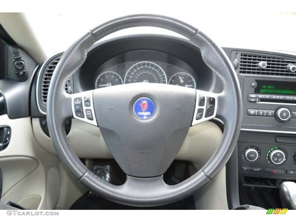2007 Saab 9-3 2.0T Convertible Gray Steering Wheel Photo #69684474
