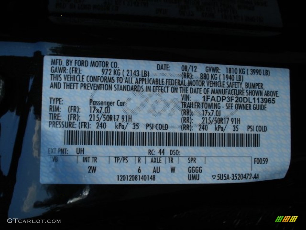 2013 Focus Color Code UH for Tuxedo Black Photo #69686979