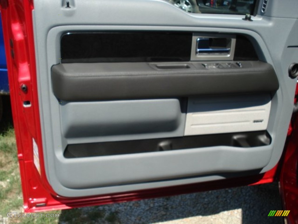 2012 Ford F150 Platinum SuperCrew 4x4 Platinum Steel Gray/Black Leather Door Panel Photo #69687441