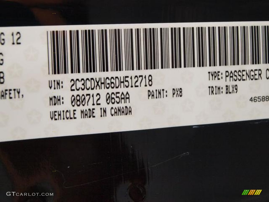 2013 Charger Color Code PX8 for Pitch Black Photo #69691242