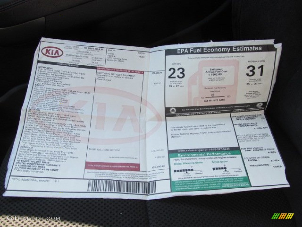 2010 Kia Forte Koup SX Window Sticker Photos