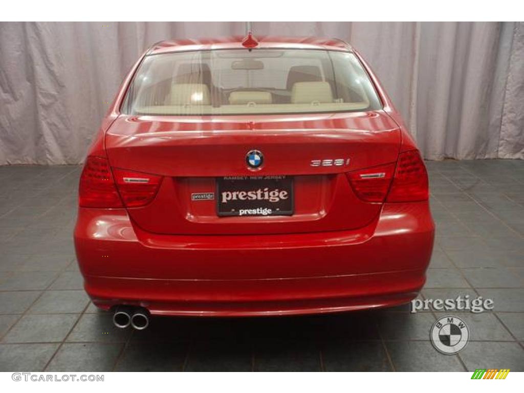 2009 3 Series 328xi Sedan - Crimson Red / Beige photo #2