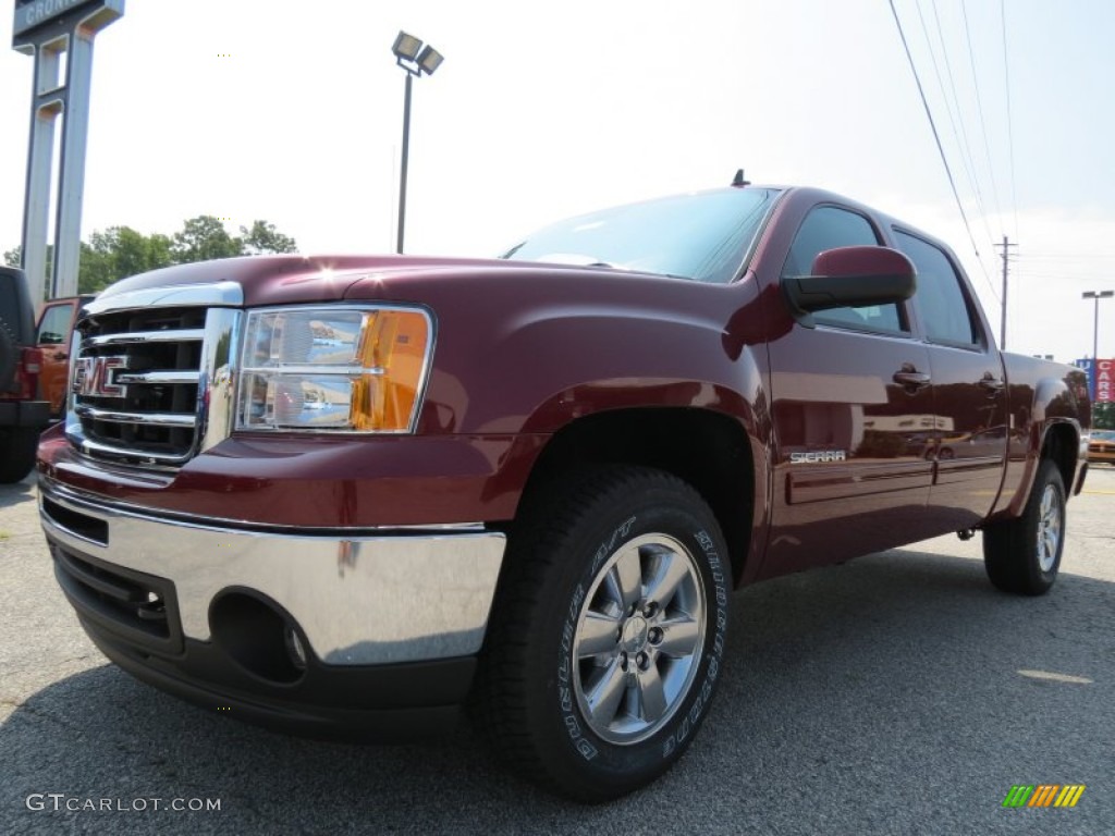 2013 Sierra 1500 SLT Crew Cab - Sonoma Red Metallic / Cocoa/Light Cashmere photo #3