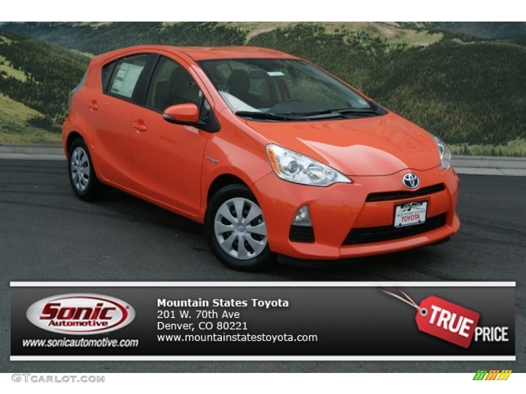 2012 Prius c Hybrid Two - Habanero / Light Blue Gray/Black photo #1