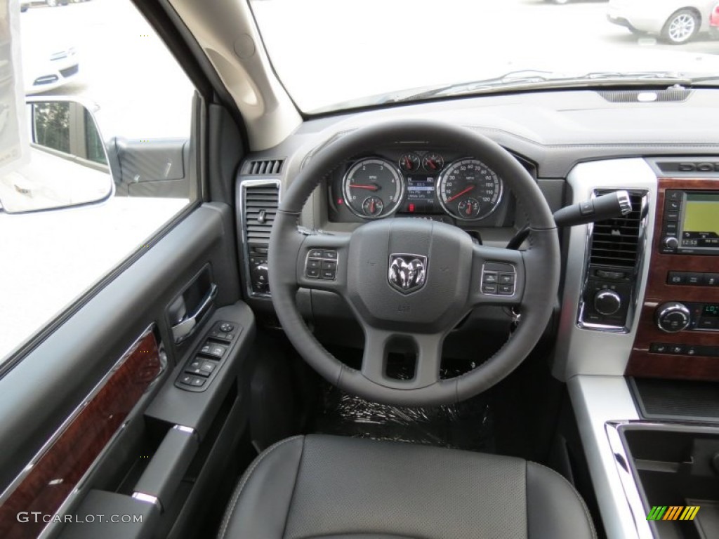 2012 Dodge Ram 2500 HD Laramie Mega Cab 4x4 Dark Slate Steering Wheel Photo #69708387