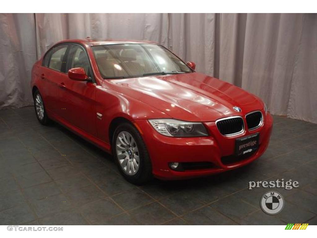 2009 3 Series 328xi Sedan - Crimson Red / Beige photo #7