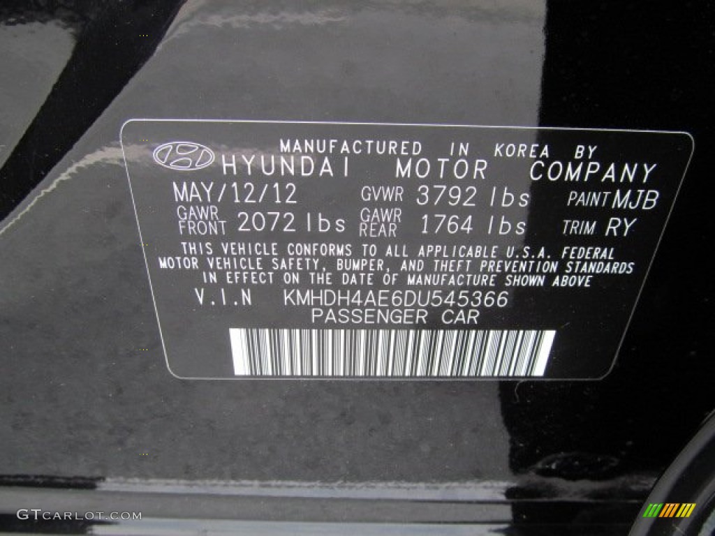 2013 Elantra Limited - Black / Black photo #10