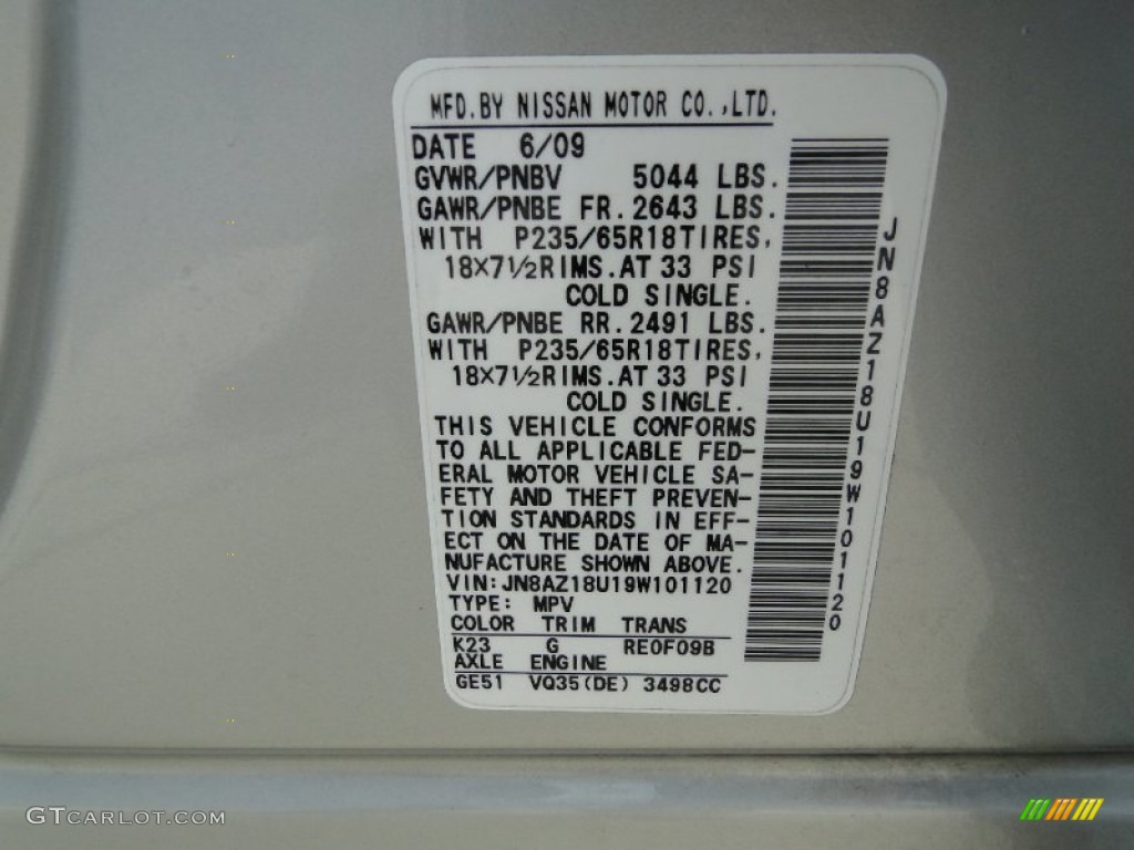 2009 Murano S - Brilliant Silver Metallic / Black photo #38