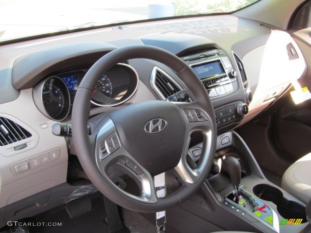 2013 Hyundai Tucson GLS AWD Taupe Steering Wheel Photo #69712074