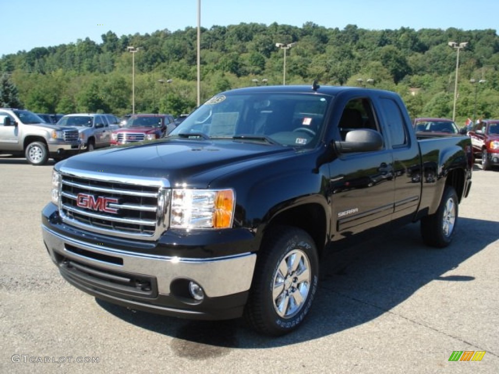 2013 Sierra 1500 SLE Extended Cab 4x4 - Onyx Black / Ebony photo #2