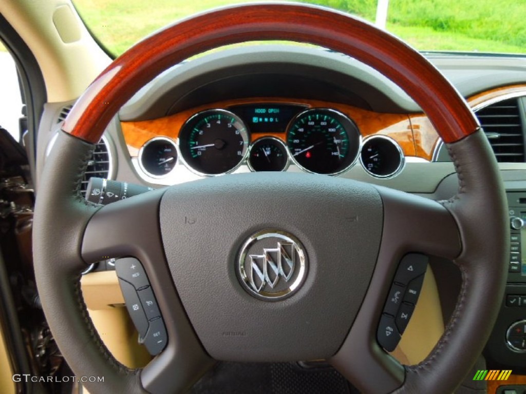 2012 Buick Enclave FWD Cashmere Steering Wheel Photo #69720786