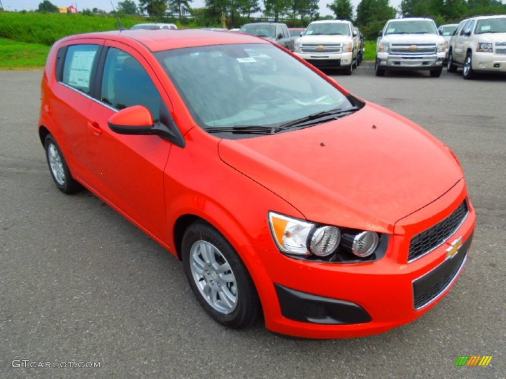 Inferno Orange Metallic 2012 Chevrolet Sonic LT Hatch Exterior Photo #69720834
