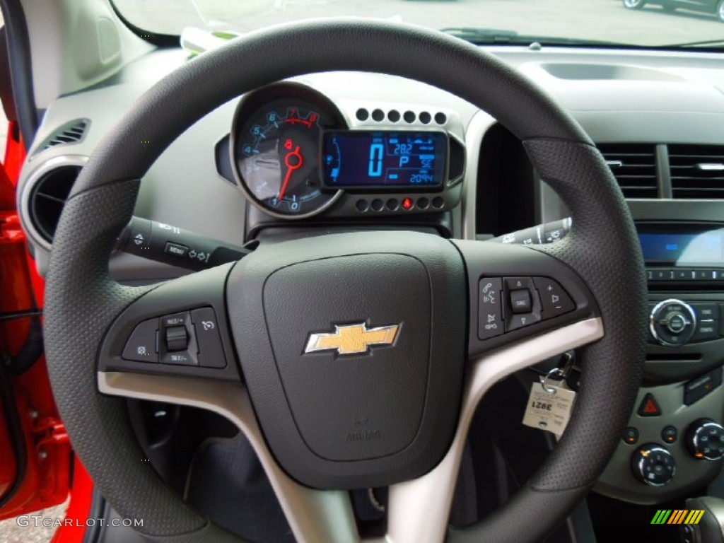 2012 Chevrolet Sonic LT Hatch Jet Black/Dark Titanium Steering Wheel Photo #69720870