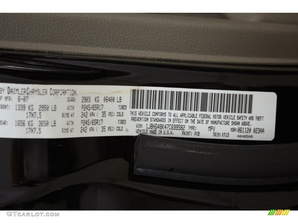 2007 Commander Color Code PX8 for Black Clearcoat Photo #69722250