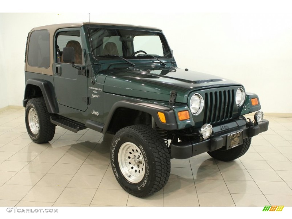 2000 Wrangler Sport 4x4 - Forest Green Pearl / Camel photo #1