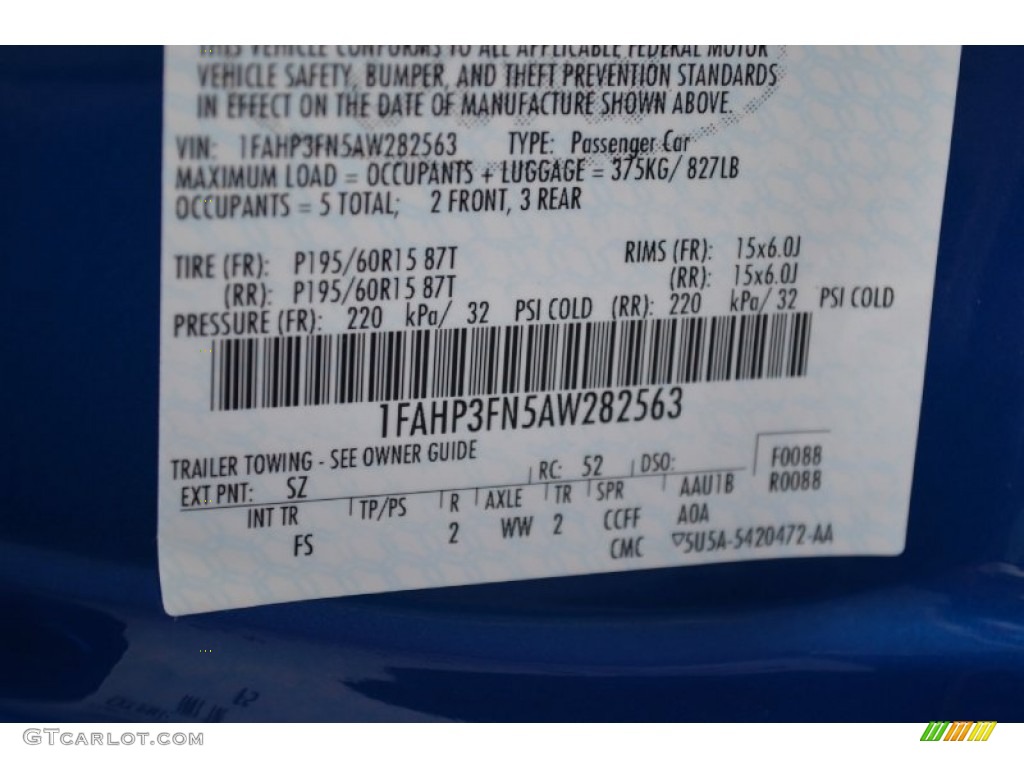 2010 Focus Color Code SZ for Blue Flame Metallic Photo #69722754
