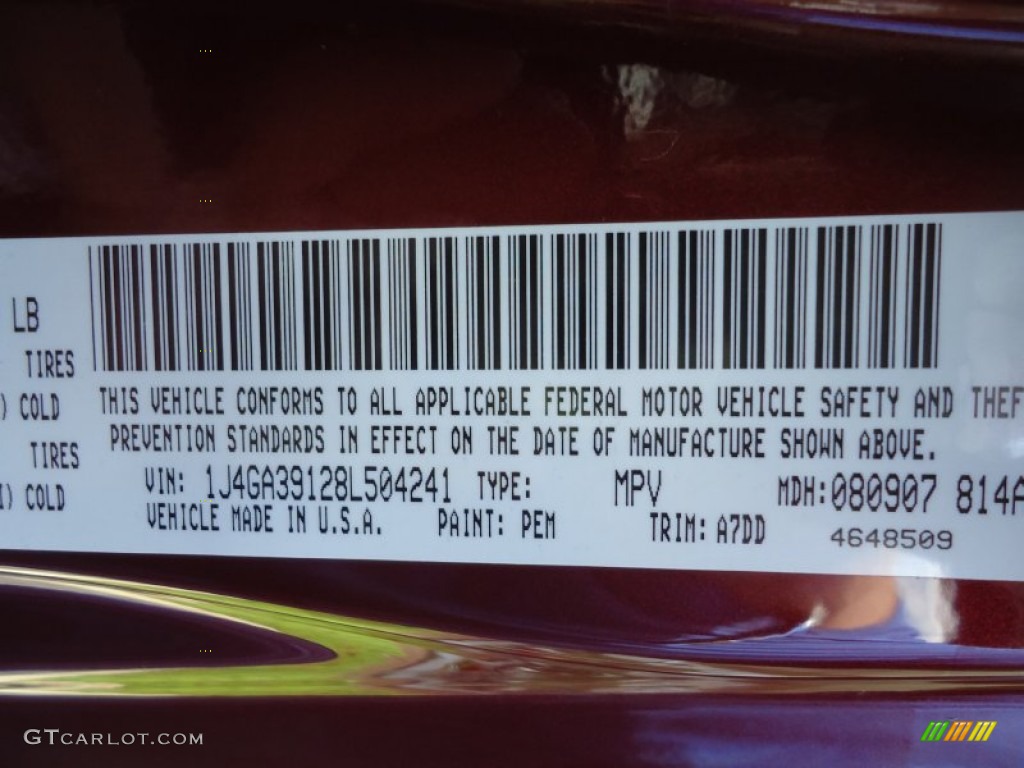 2008 Wrangler Unlimited Color Code PEM for Red Rock Crystal Pearl Photo #69728566
