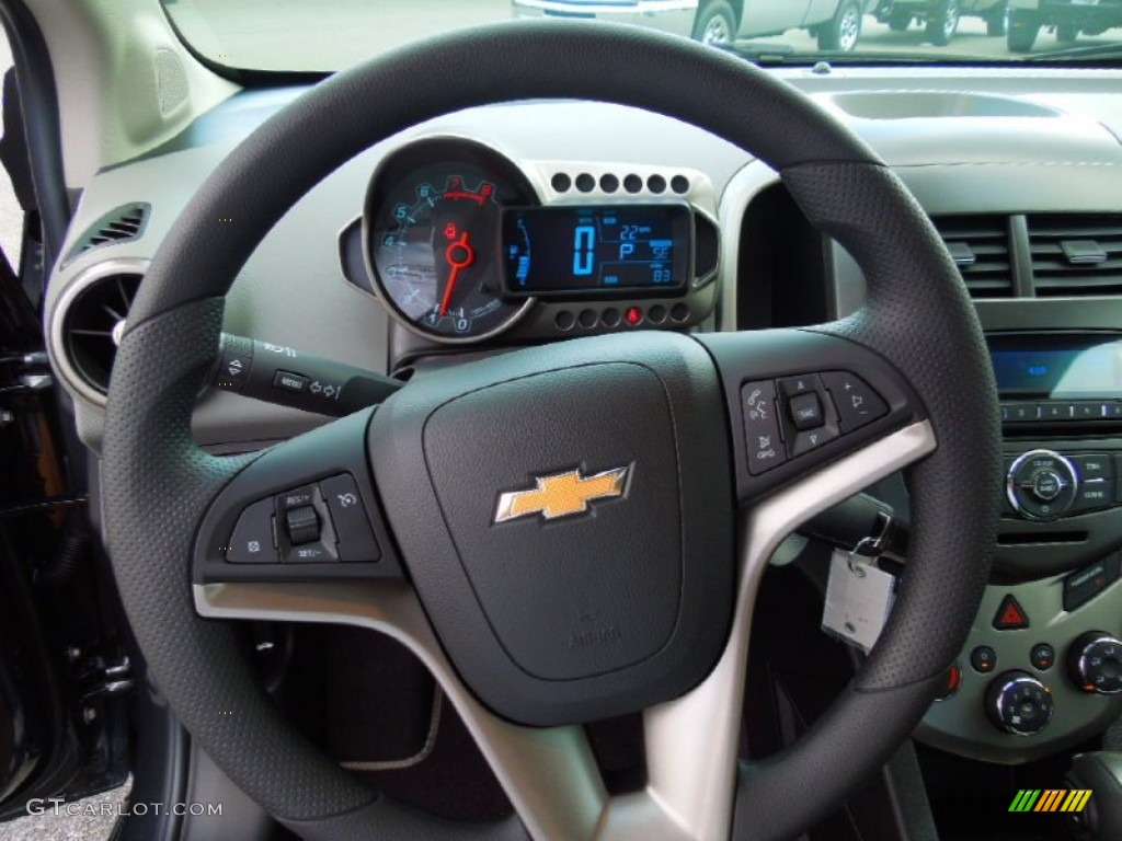 2012 Chevrolet Sonic LT Sedan Jet Black/Dark Titanium Steering Wheel Photo #69729886