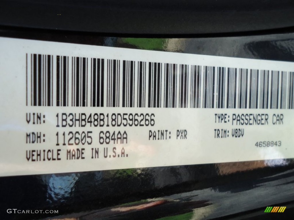2008 Caliber Color Code PXR for Brilliant Black Crystal Pearl Photo #69730157