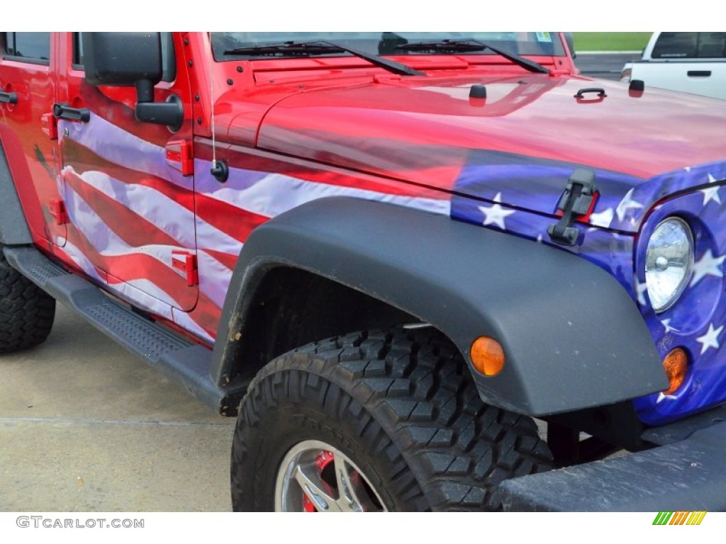 2011 Jeep Wrangler Unlimited Sport 4x4 US Flag Custom Red, White and Blue Photo #69731143