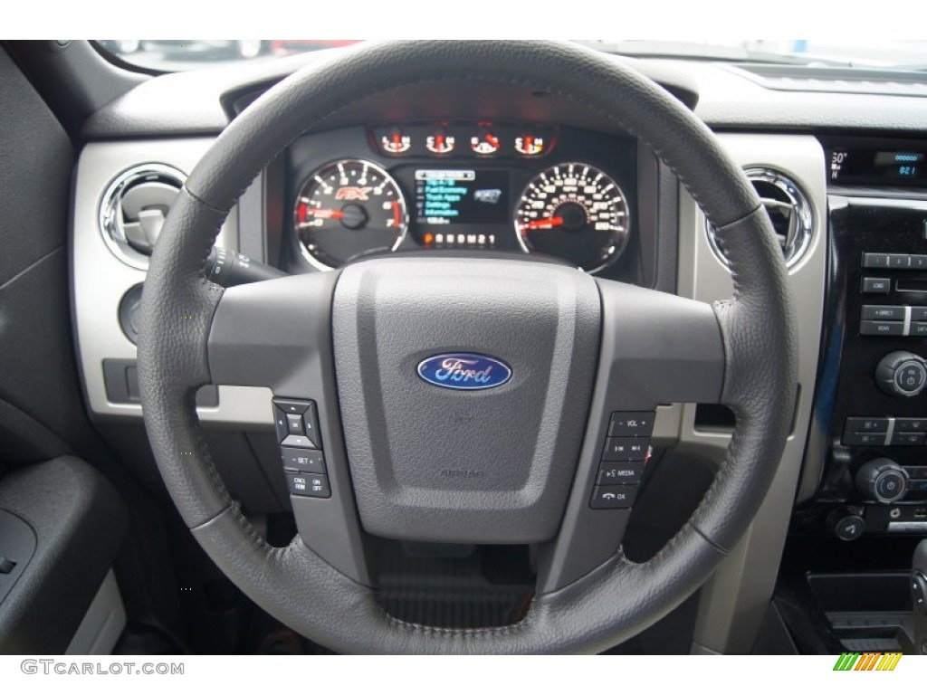 2012 Ford F150 FX4 SuperCrew 4x4 Black Steering Wheel Photo #69734962