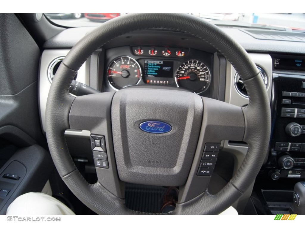 2012 Ford F150 FX4 SuperCrew 4x4 Black Steering Wheel Photo #69735376
