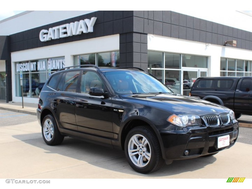 2006 X3 3.0i - Black Sapphire Metallic / Terracotta photo #3