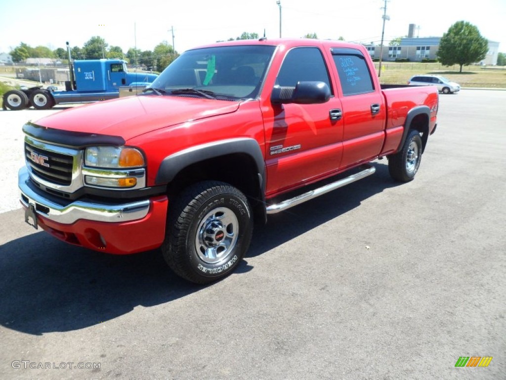 2003 Sierra 2500HD SLT Crew Cab 4x4 - Fire Red / Dark Pewter photo #8