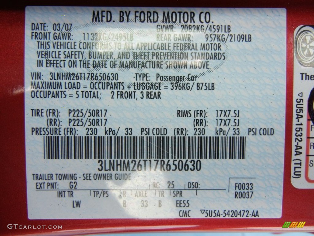 2007 MKZ Sedan - Vivid Red Metallic / Dark Charcoal photo #27