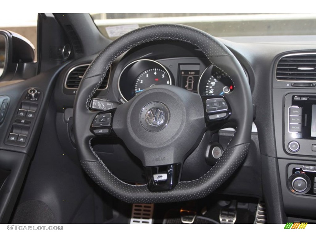 2013 Volkswagen Golf R 4 Door 4Motion Titan Black Steering Wheel Photo #69745753