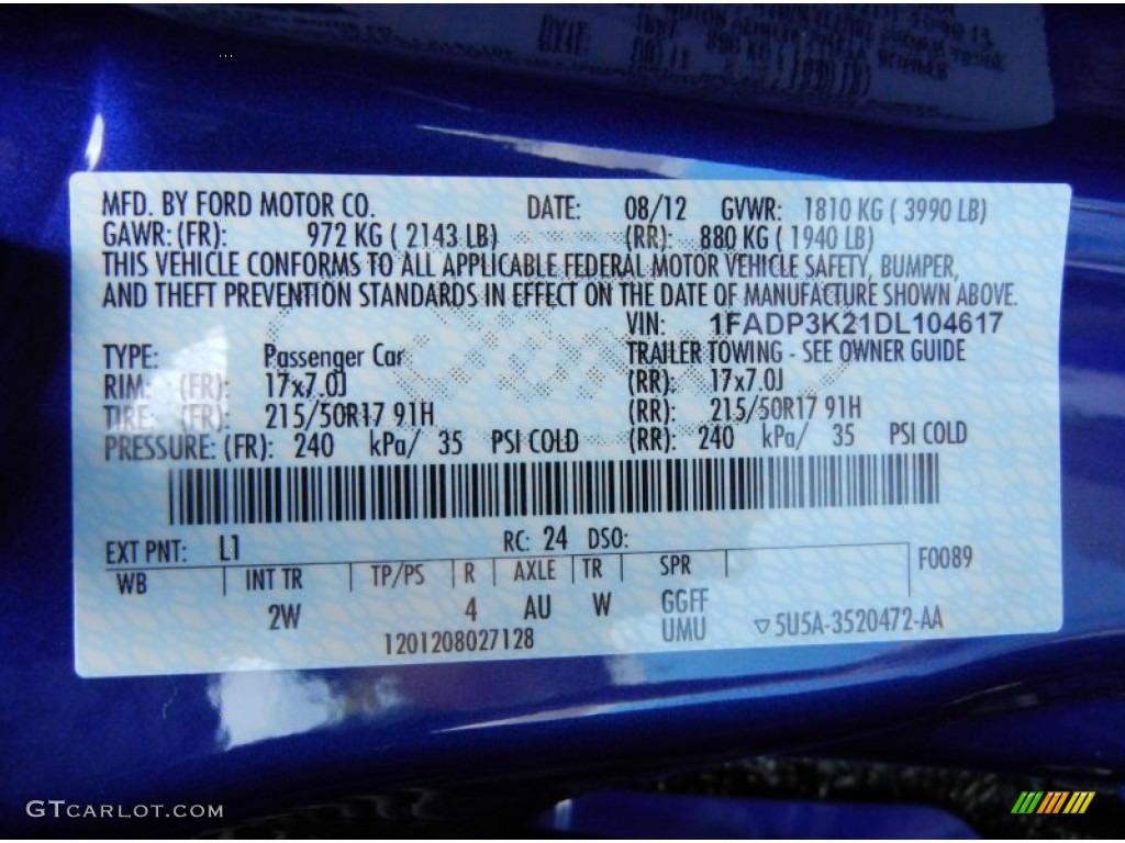 2013 Focus Color Code L1 for Performance Blue Photo #69747460