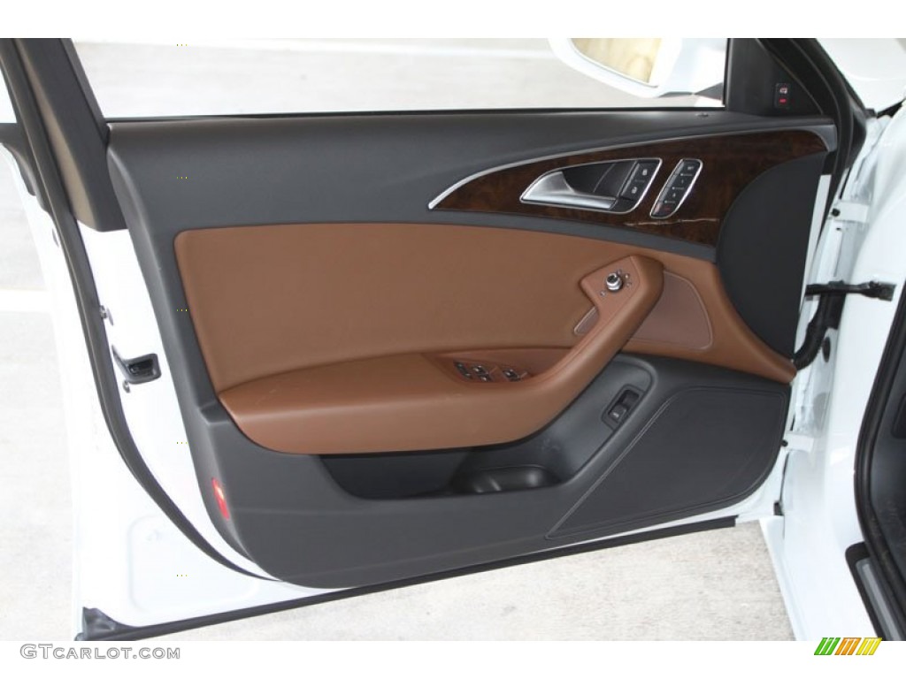 2013 Audi A6 3.0T quattro Sedan Nougat Brown Door Panel Photo #69749833