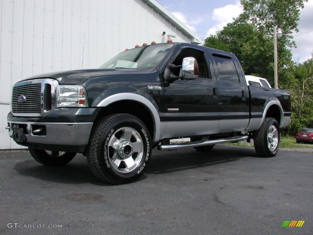Dark Green Satin Metallic 2006 Ford F350 Super Duty Lariat Crew Cab 4x4 Exterior Photo #69753094