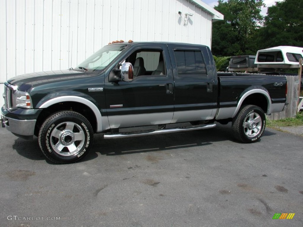 Dark Green Satin Metallic 2006 Ford F350 Super Duty Lariat Crew Cab 4x4 Exterior Photo #69753103