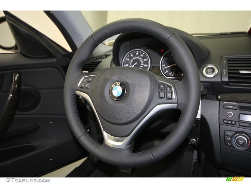 2013 BMW 1 Series 128i Coupe Black Steering Wheel Photo #69753451