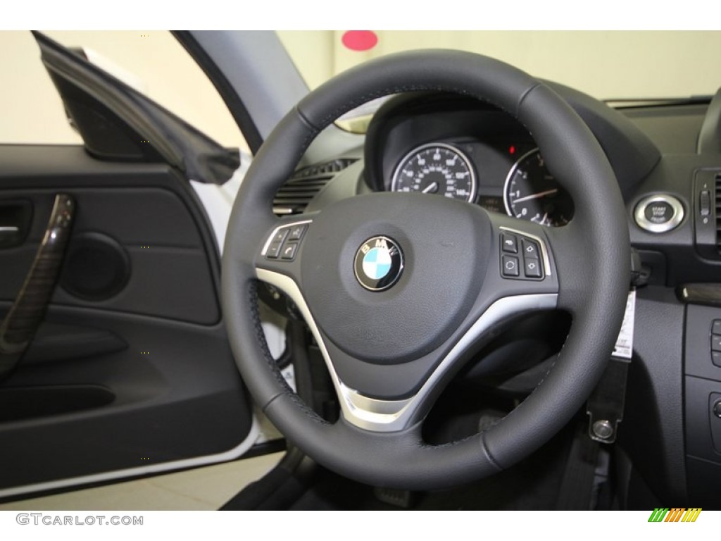 2013 BMW 1 Series 128i Coupe Black Steering Wheel Photo #69753652