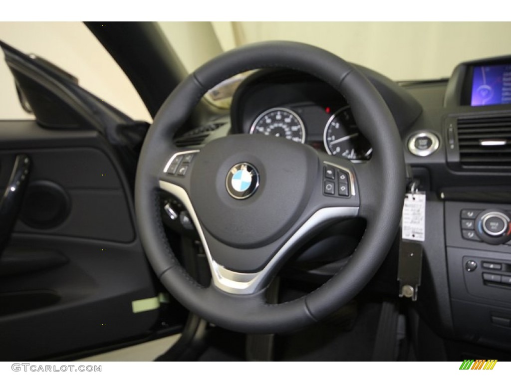 2013 BMW 1 Series 128i Convertible Black Steering Wheel Photo #69753853
