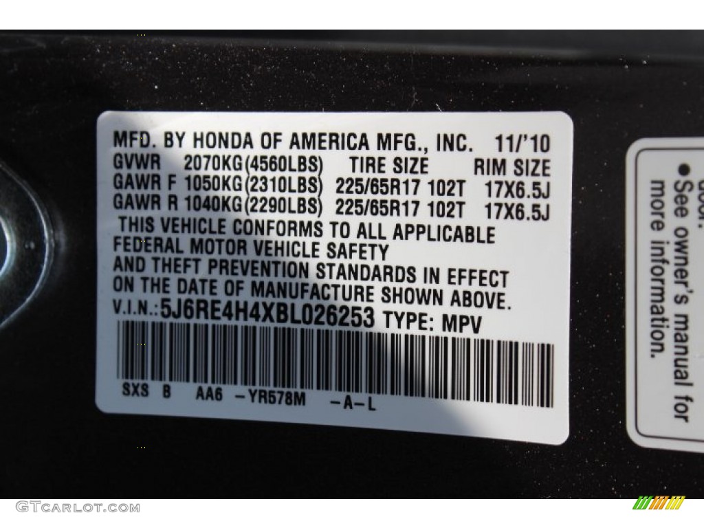 2011 CR-V SE 4WD - Urban Titanium Metallic / Black photo #29