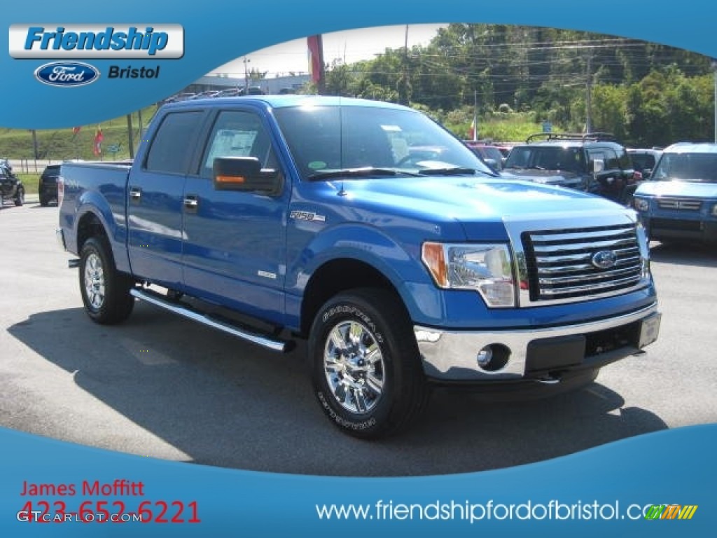 2012 F150 XLT SuperCrew 4x4 - Blue Flame Metallic / Steel Gray photo #4