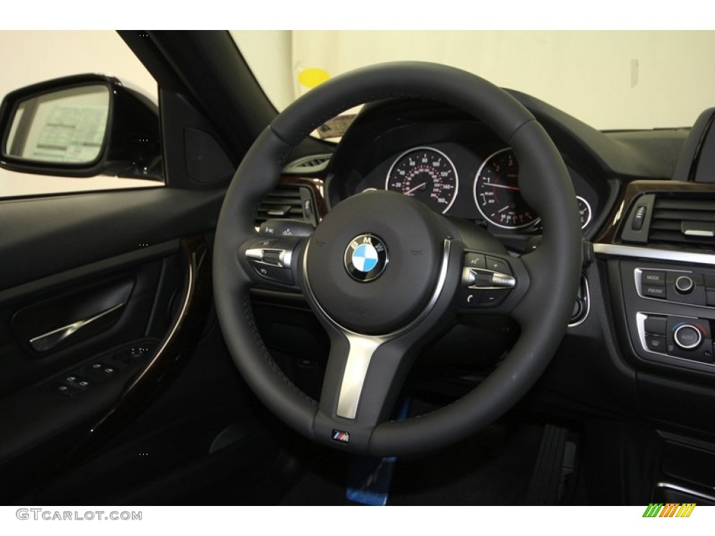 2013 BMW 3 Series 328i Sedan Black Steering Wheel Photo #69755728