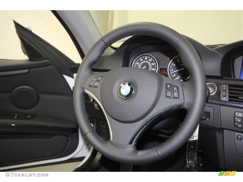 2013 BMW 3 Series 328i Coupe Black Steering Wheel Photo #69756166