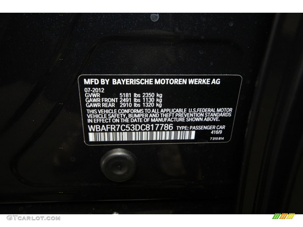 2013 5 Series Color Code 416 for Carbon Black Metallic Photo #69756520