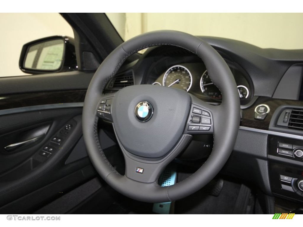 2013 BMW 5 Series 535i Sedan Black Steering Wheel Photo #69756916